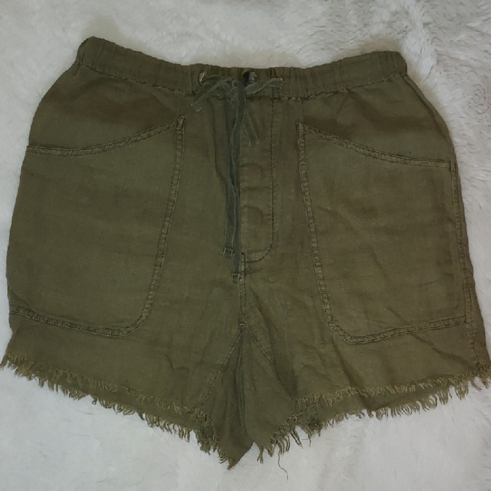 Free People Green Cargo Shorts with Distressed Hem